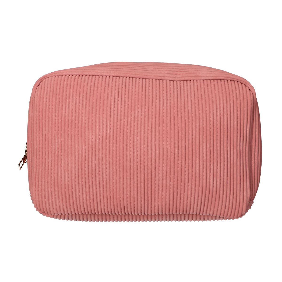 Traveller toilettas rib stof waterdicht roze 28x17cm