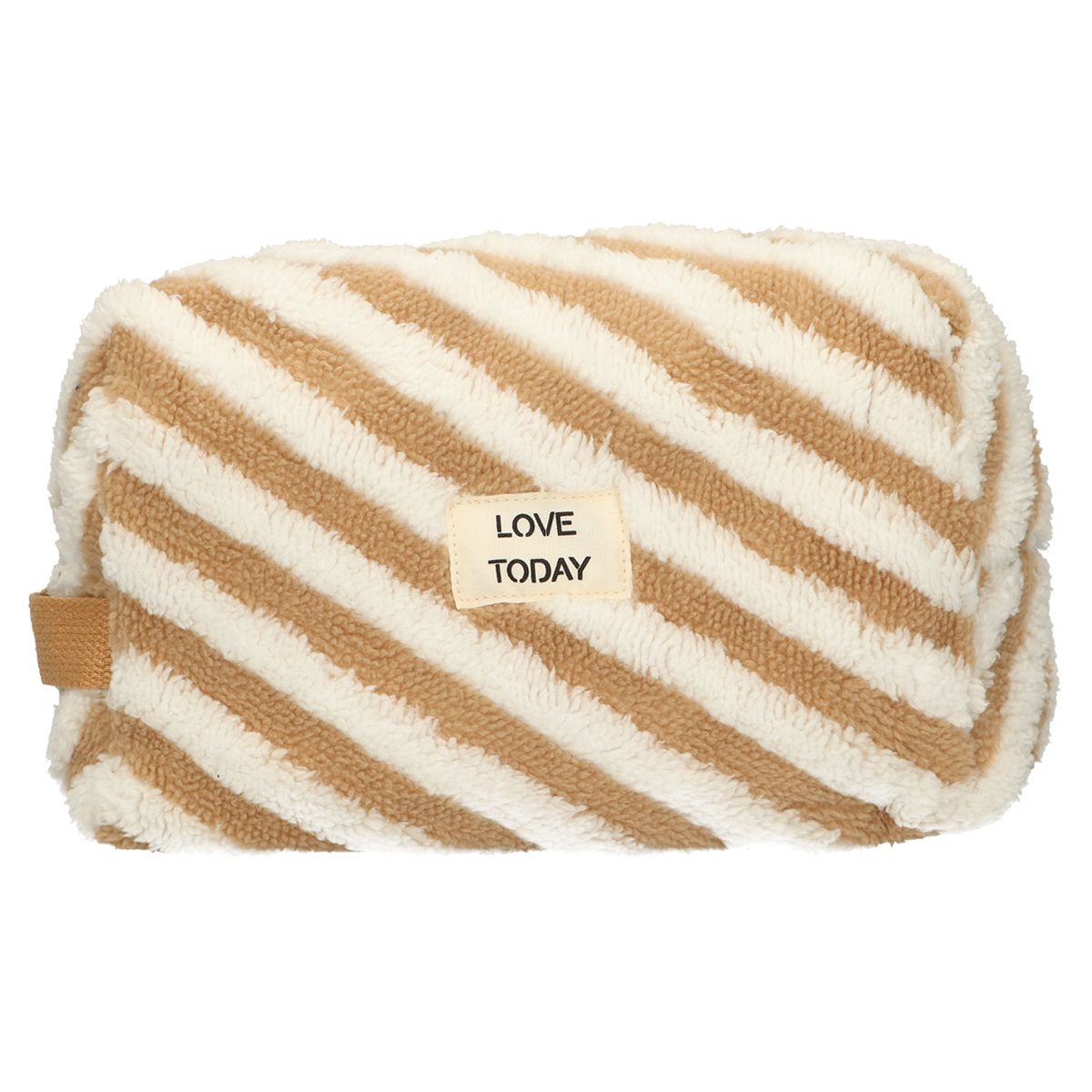 Beauty case da viaggio in spugna a righe marroni 23 cm x 13 cm