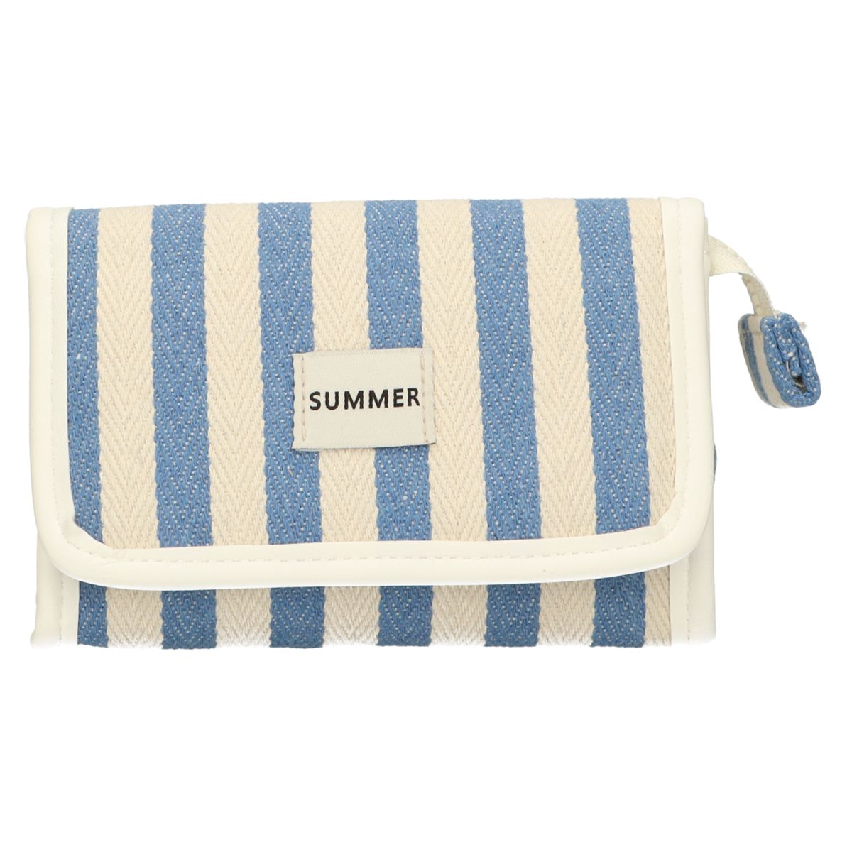 Bolso de viaje con espejo verano azul a rayas 17cm x 11cm