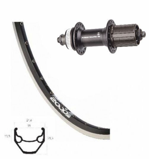 Kgs achterwiel zac2000 28 36g deore 8 9 10sp alu zwart