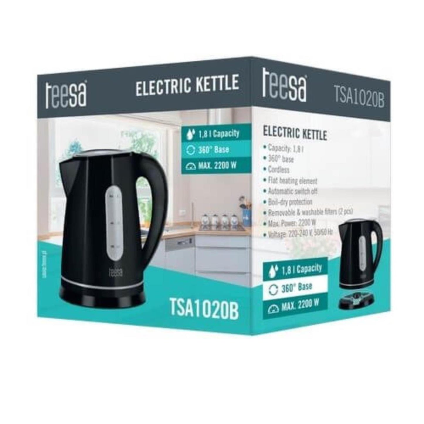 Bollitore wireless Teesa 1,8 l nero