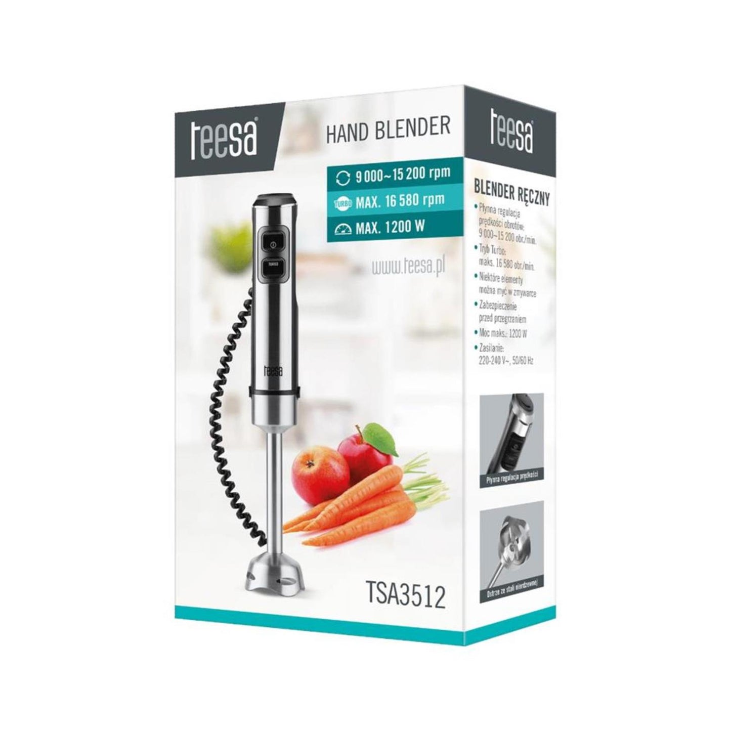 Batidora de mano Teesa acero inoxidable 1200 vatios