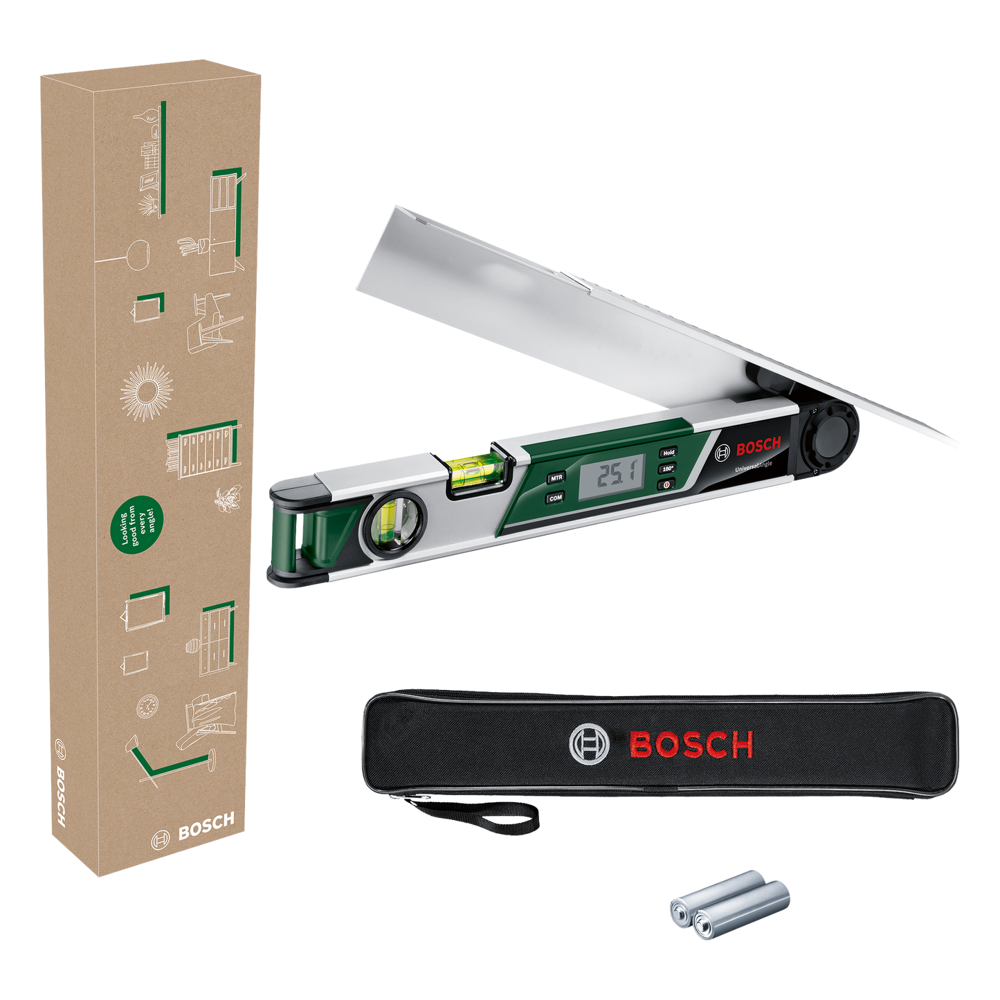 Transportador de ángulos universal verde Bosch | incluyendo baterías - 06036760z1