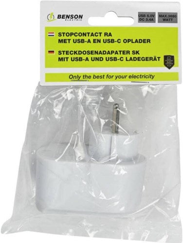 Cargador USB + USB-C blanco con adaptador a tierra 17w - 9540141