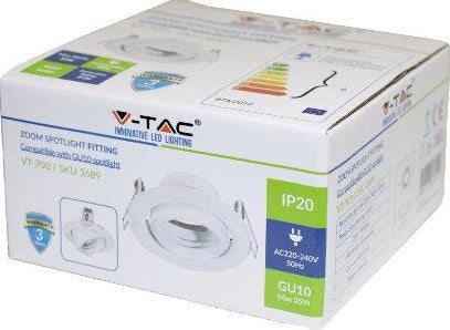 Faretto da incasso V-tac orientabile 50mm tondo bianco 5013315