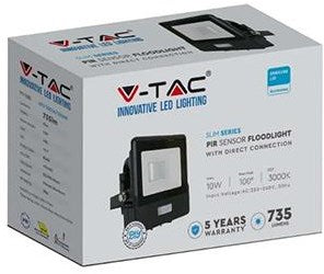 V-tac led bouwlamp | 10w | 3000k | ip65 | met sensor | body zwart - 9335200