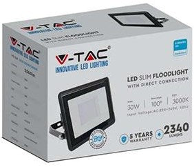 Lampada da cantiere V-tac LED 30w 6500k nera + ingresso cavo - 9332125