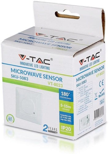 Sensor microondas V-tac empotrable pared blanco - 3900318