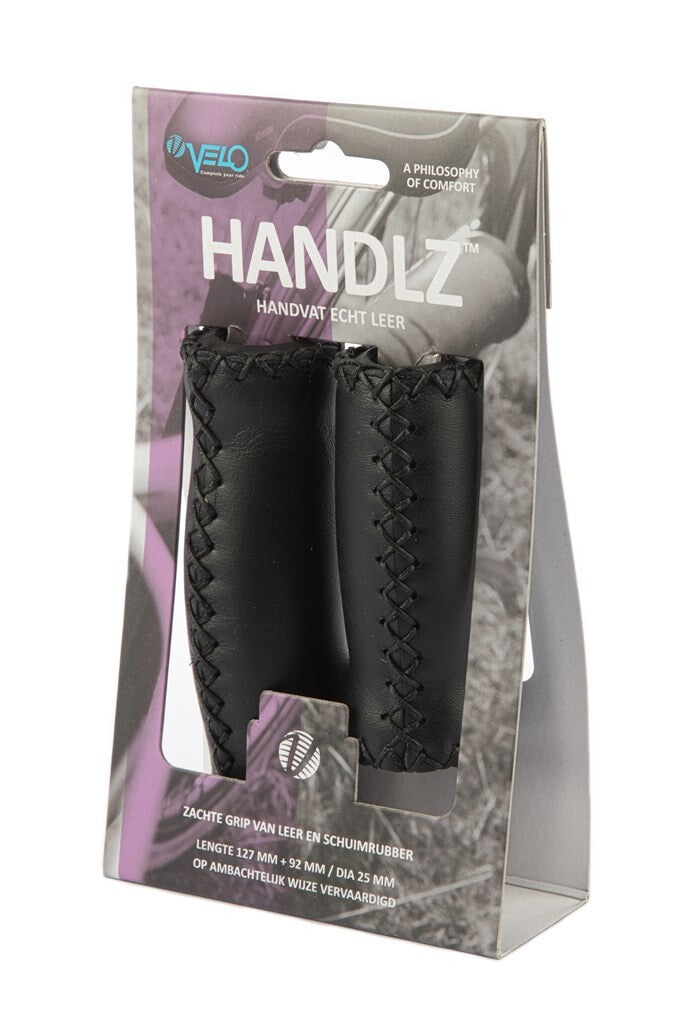 Velo Handle Leather 92 127mm Black (pair)