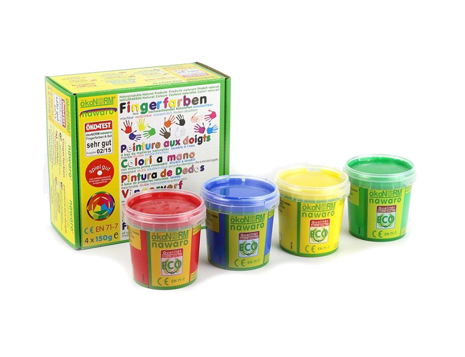 Ökonorm Finger Paint, Imposta un rosso, giallo, verde, blu 4x 150g