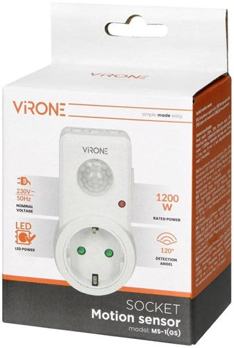 Toma detector de movimiento Virone modelo blanco - 3900340