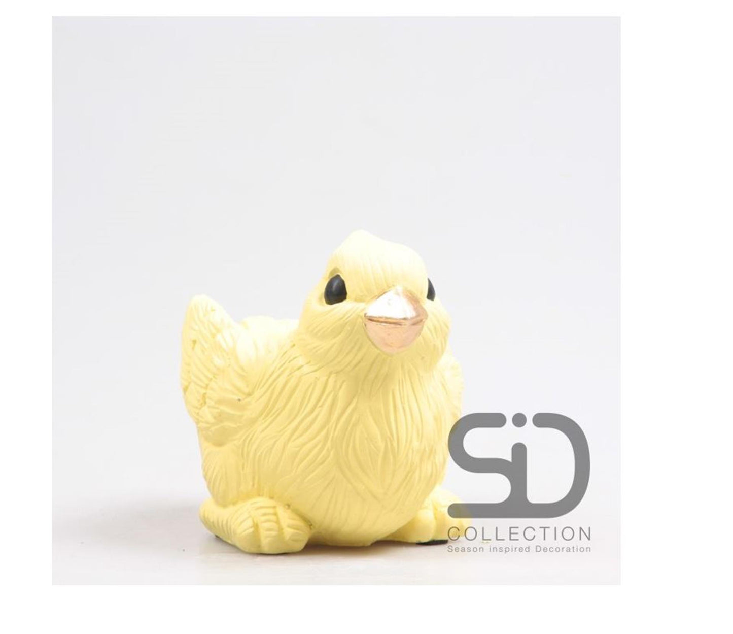Pájaro decorativo de temporada con cuenco 15x10x12cm amarillo