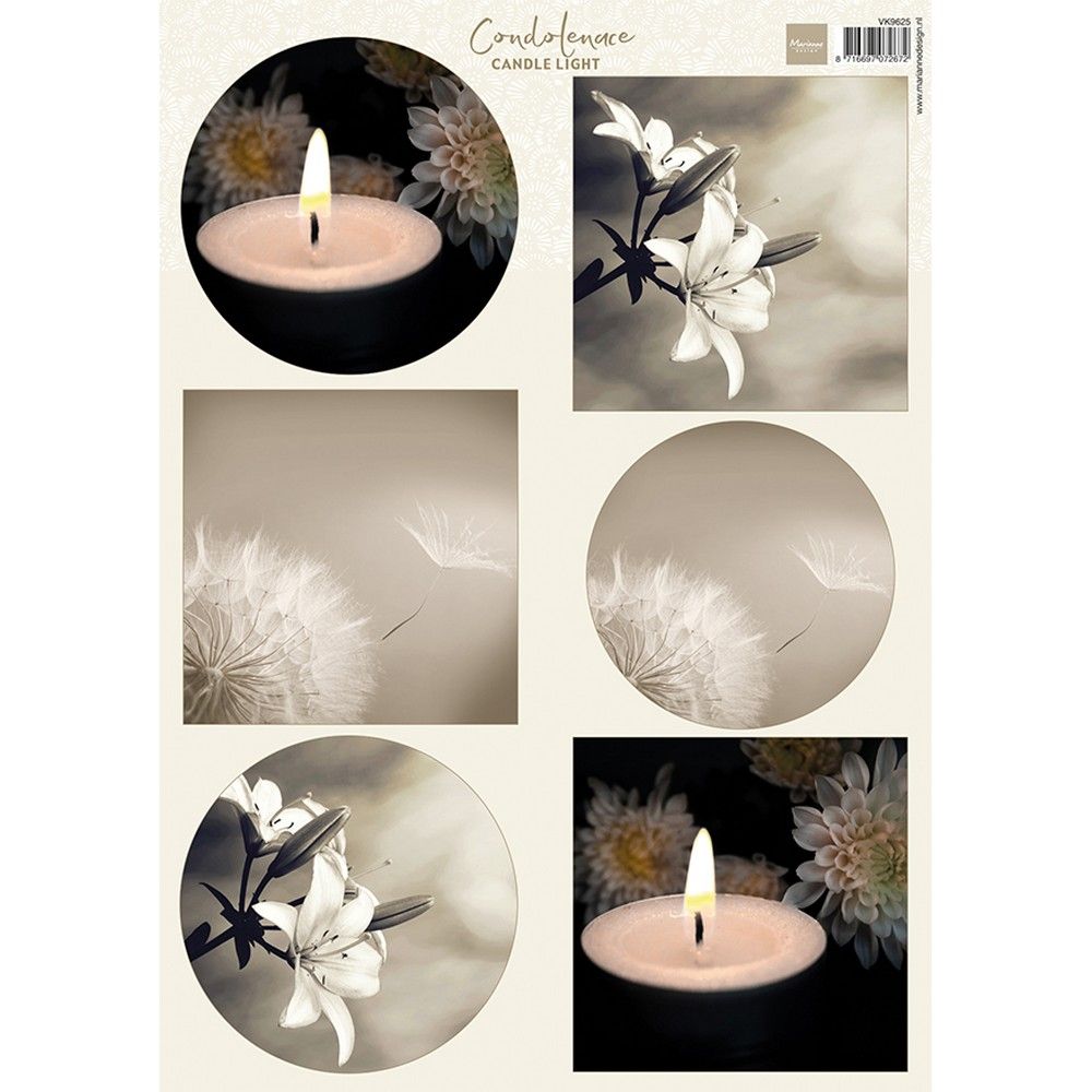 Diseño Marianne • hoja cortada a la luz de las velas de condolencias