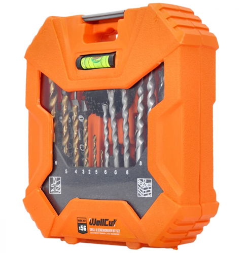 Juego de broca y sierra perforadora Wellcut wc-db56 | 56 piezas | en estuche de almacenamiento - wc-db56