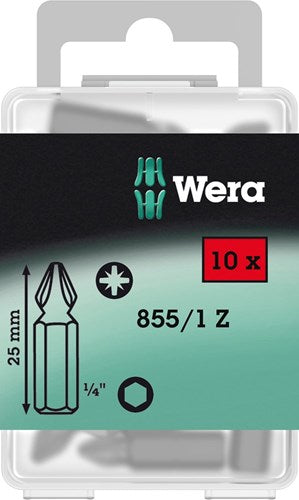 Wera 855 1 z bits pozidriv, pz 2 x 25 mm (10 bits pro box) - 1 stuk(s) - 05072404001