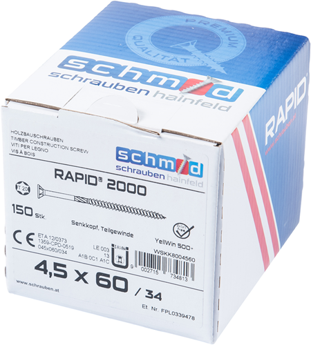 Schmid schrauben rapid2000 tx vite 4,5x60 150 vz - wskk8004560