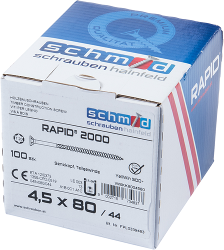 Schmid schrauben rapid2000 tx-schroef 4,5x80 100 vz - wskk8004580