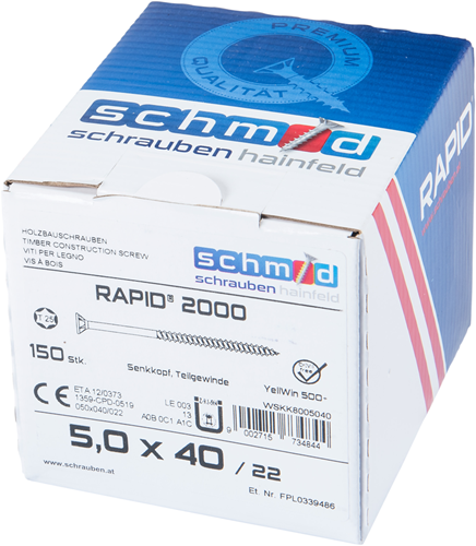 Schmid schrauben rapid2000 tx tornillo 5.0x100 100 vz - wskk8005099