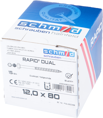 Schmid schrauben rapid-dual tx+6k 12,0x80 15 bv - wskk8022080