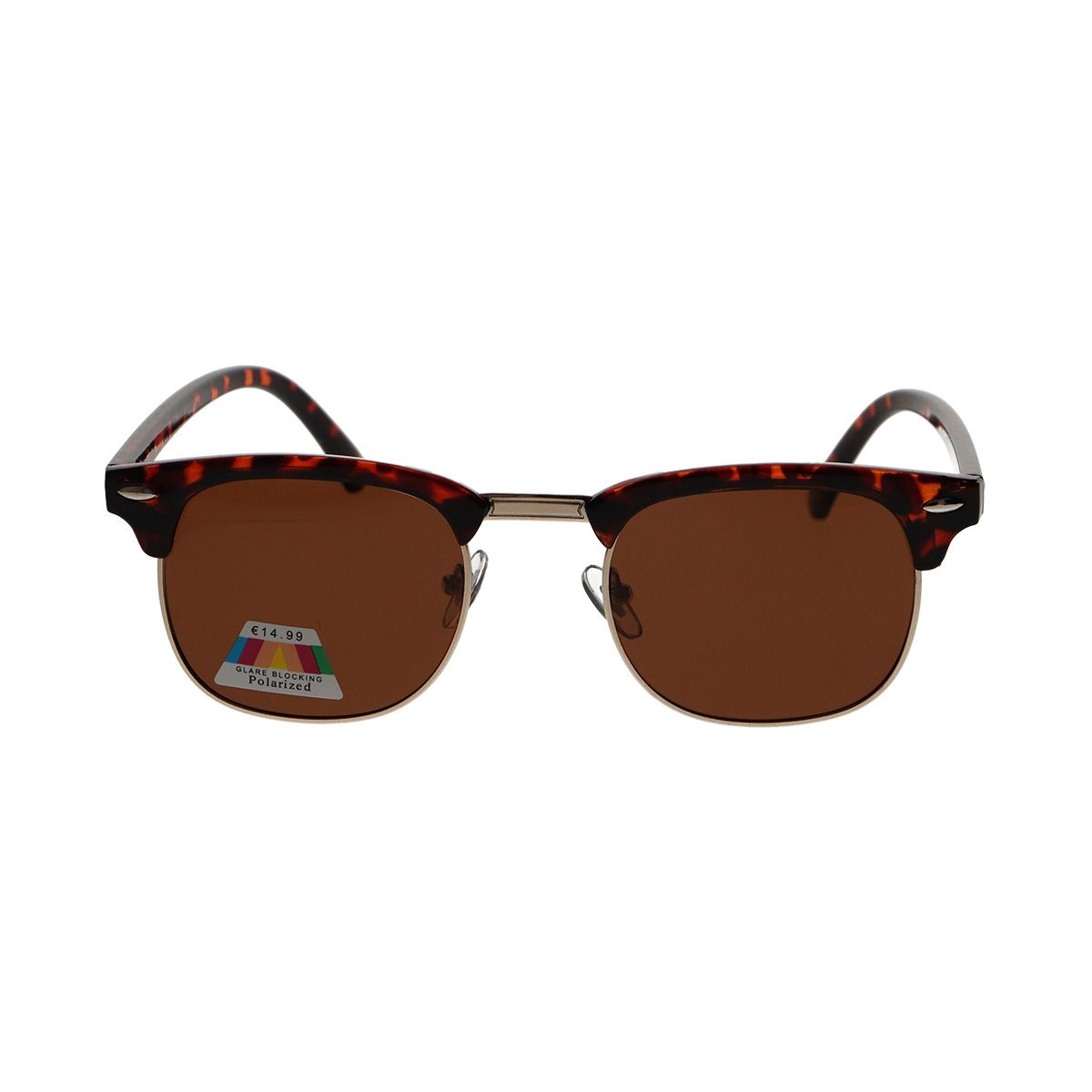 Spectrum polarized zonnebril club vierkant havana goud bruin unisex