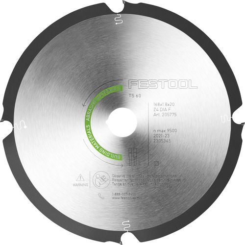 Accesorios Festool hoja de sierra circular diamantada dia 168x1,8x20 f4 materiales abrasivos - 205769