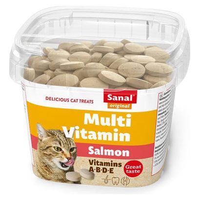 Snacks de salmón de vitaminas múltiples vitaminas Cat Cat Cat