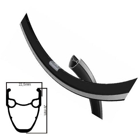 Ryde Rim DP16 Etro 28 pollici (622) in polvere nera 32 fori 14g