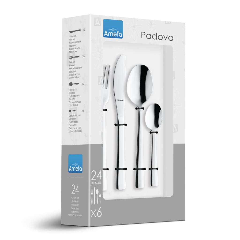 AMEFA AMEFA Set da posate da posate a 24 pezzi colorato in argento lucido