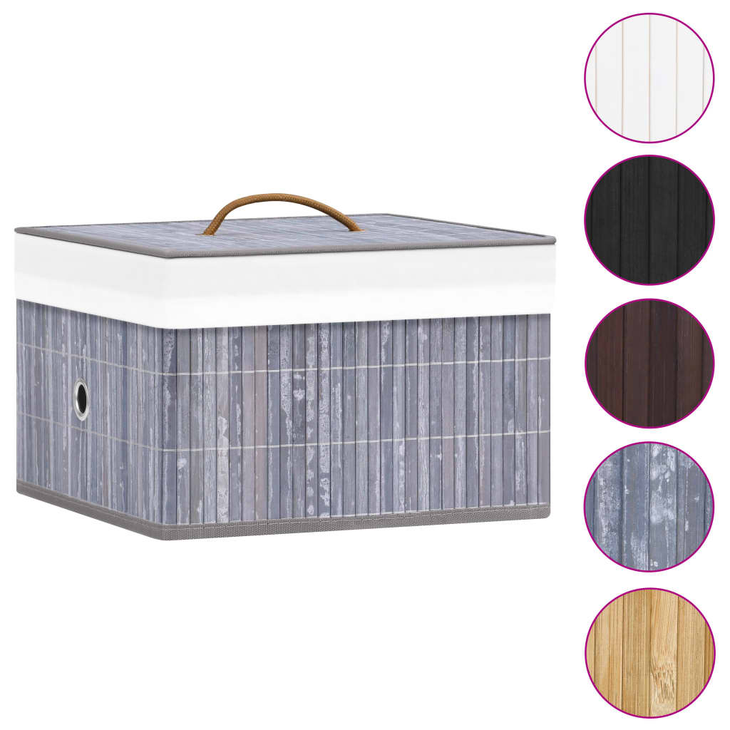 Cajas de almacenamiento de Vidaxl 4 pc bambú gris
