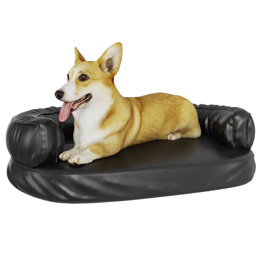 Canasta de perros Vidaxl con espuma ergonómica 75x53 cm de cuero artificial negro