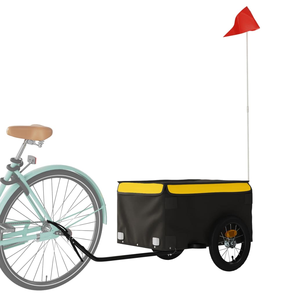 Vidaxl Bicycle Trailer 30 kg di ferro nero e giallo