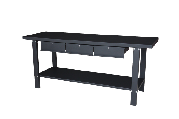Banco de trabajo ABI con 3 cajones, Black Metal