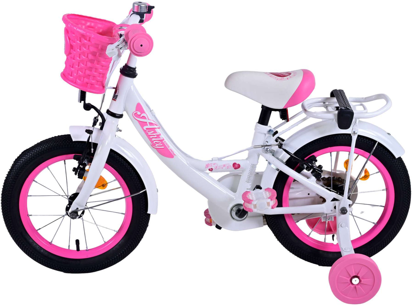 Bicicleta para niños de Vinare Ashley - Niñas - 14 pulgadas - Blanco - Dos frenos de mano