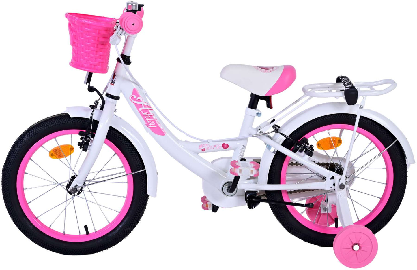 Volare Ashley Kinderfiets - Meisjes - 16 inch - Wit - Twee Handremmen