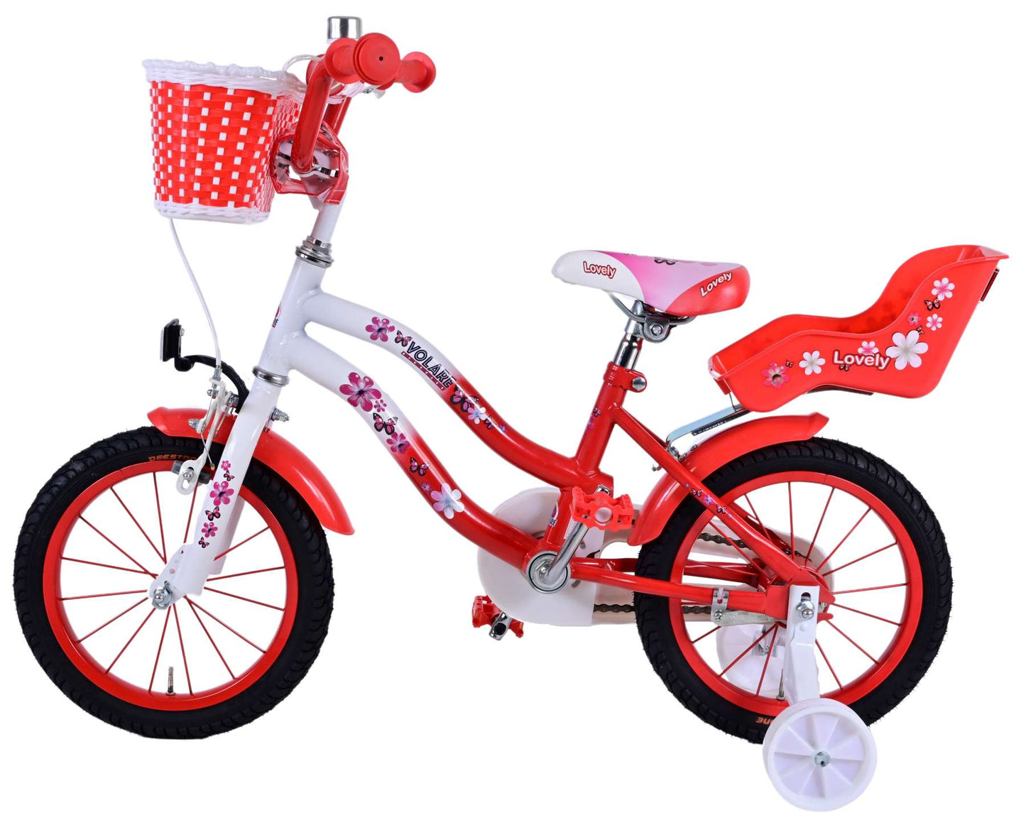 Volare Lovely Kinderfiets Meisjes 14 inch Rood Wit