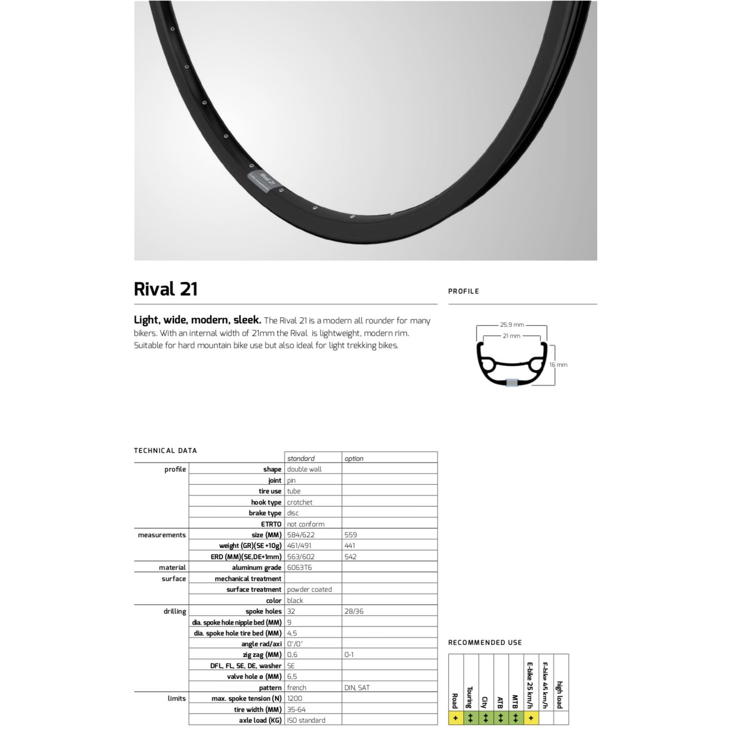 RIM Rival 21 27,5 584 32G 14G Disc Alu Nero