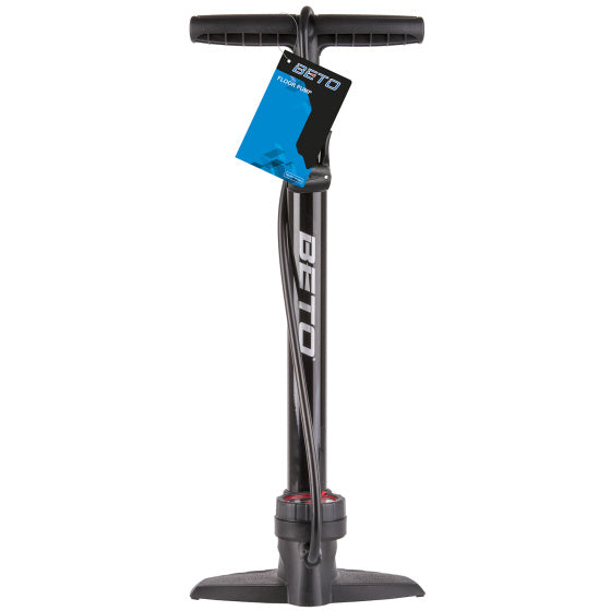 Pompa per biciclette beto con manometro in acciaio 11 bar nero