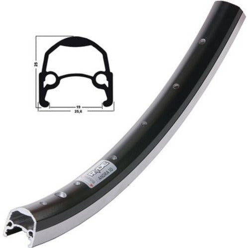 Ryde Rim andra 10 alu opaco nero argento 26 pozzi 36 fori 13g etro 622