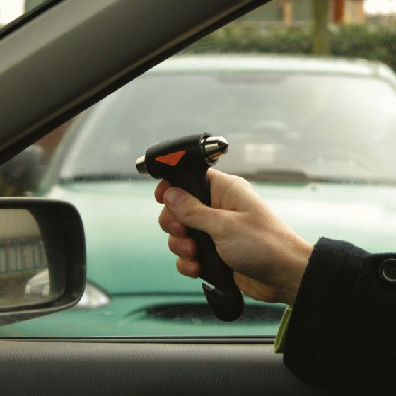 Martillo de emergencia de pie carpint con cortador de cinturón negro 12.5 cm