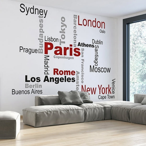 Crearreda Wall Sticker Cities 290 x 220 cm in vinile nero 21 pezzi