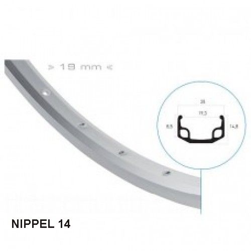 Ryde RIM 24x13 8 (540) foro d'argento in alluminio 14 36 buche