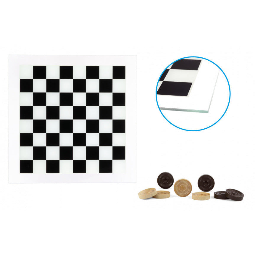 Dal Negro Damspel 29 x 29 cm Glass Hout Black White