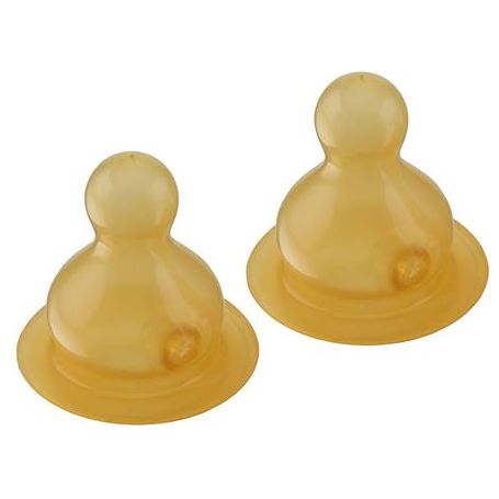 Hevea tetina para botella de bebida de vidrio 2x Slowflow 0-3mnd