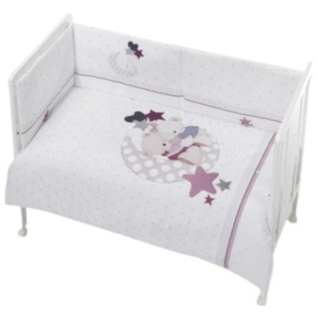 Interbaby cama textil set luna 70 x 140 algodón blanco rosa 3 piezas