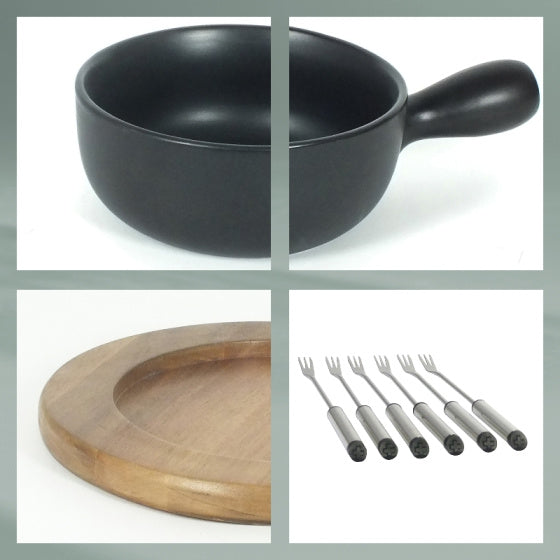 Kela Country Fondues Set 6 persone da 2 litri in 10 pezzi neri