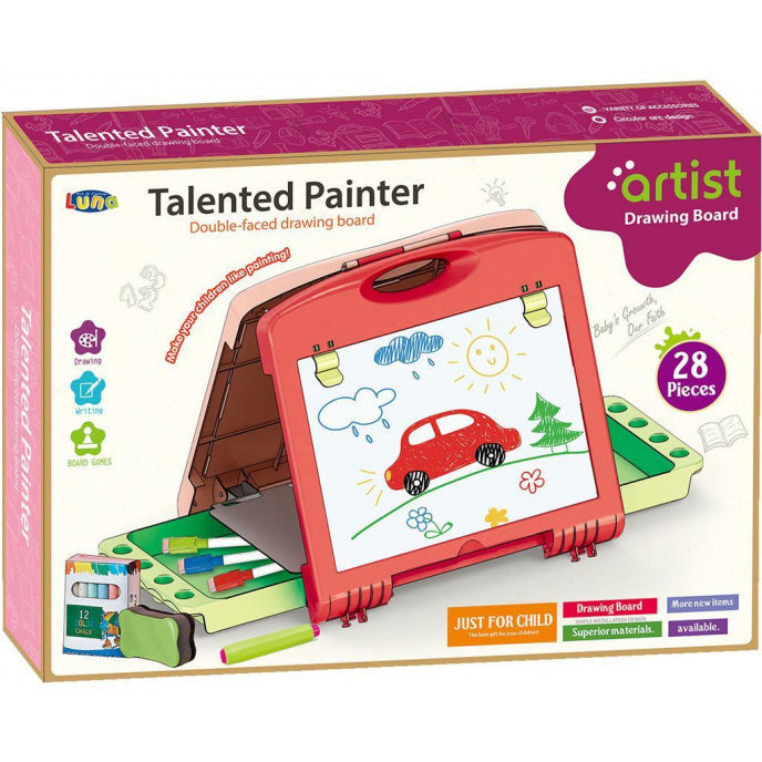 Luna Drawing Board Junior 54.5 x 32 x 33.5 cm de 40 piezas de rosa rojo