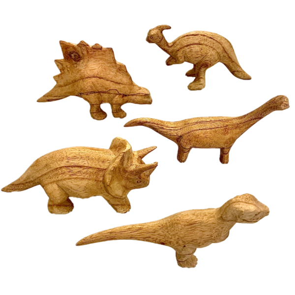 Papoose juguetes dinosaurios tallados a mano 5pc