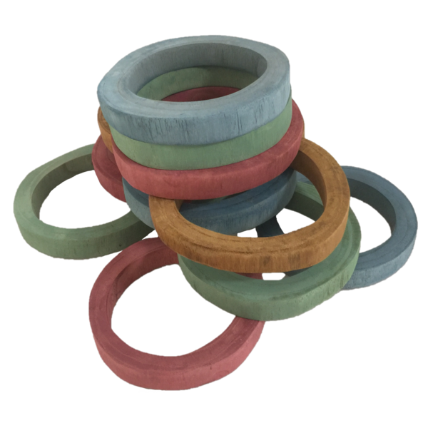 Papoose juguetes tierra anillos de madera 12pc