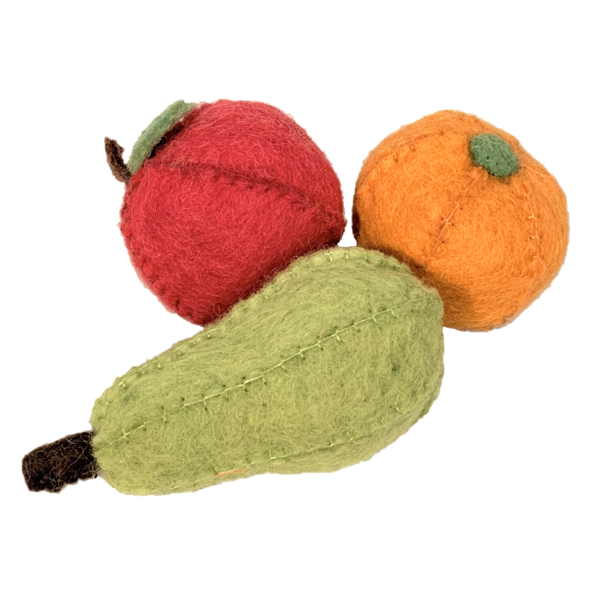 Papoose juguetes frutas manzana, pera, naranja