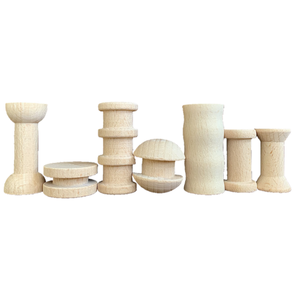 Papoose juguetes mini seta de carrete natural 49pc
